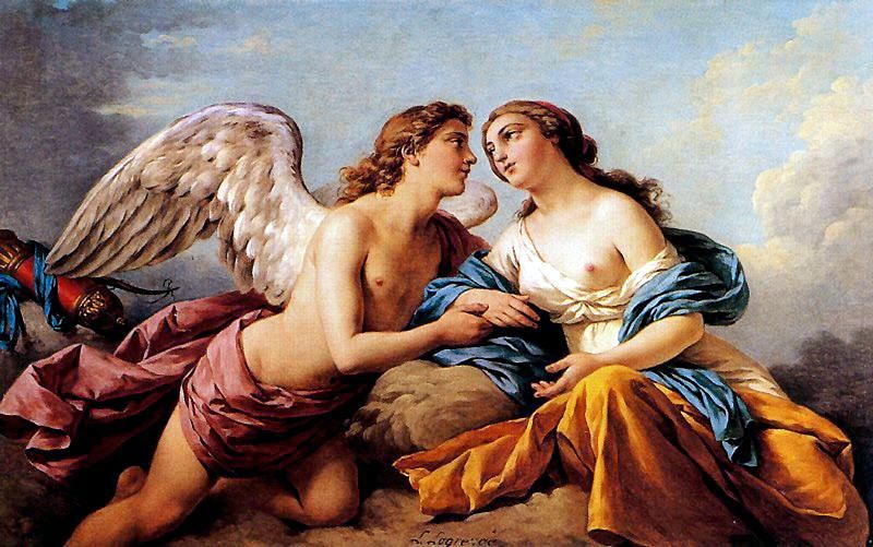 Allegory of the Five Senses, Touch, vintage artwork by Louis Jean François Lagrenee, 12x8" (A4) Poster