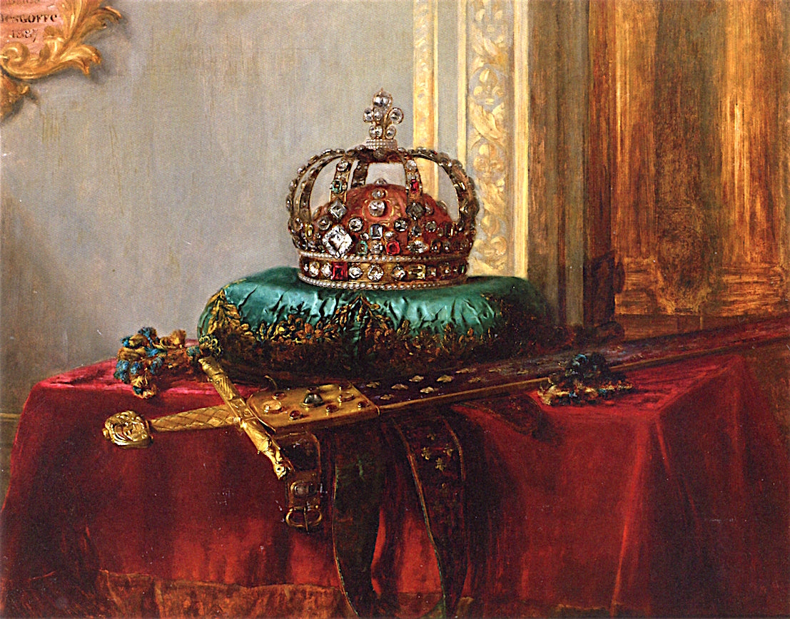 The Crown Jewels, vintage artwork by Blaise Alexandre Desgoffe, 12x8" (A4) Poster