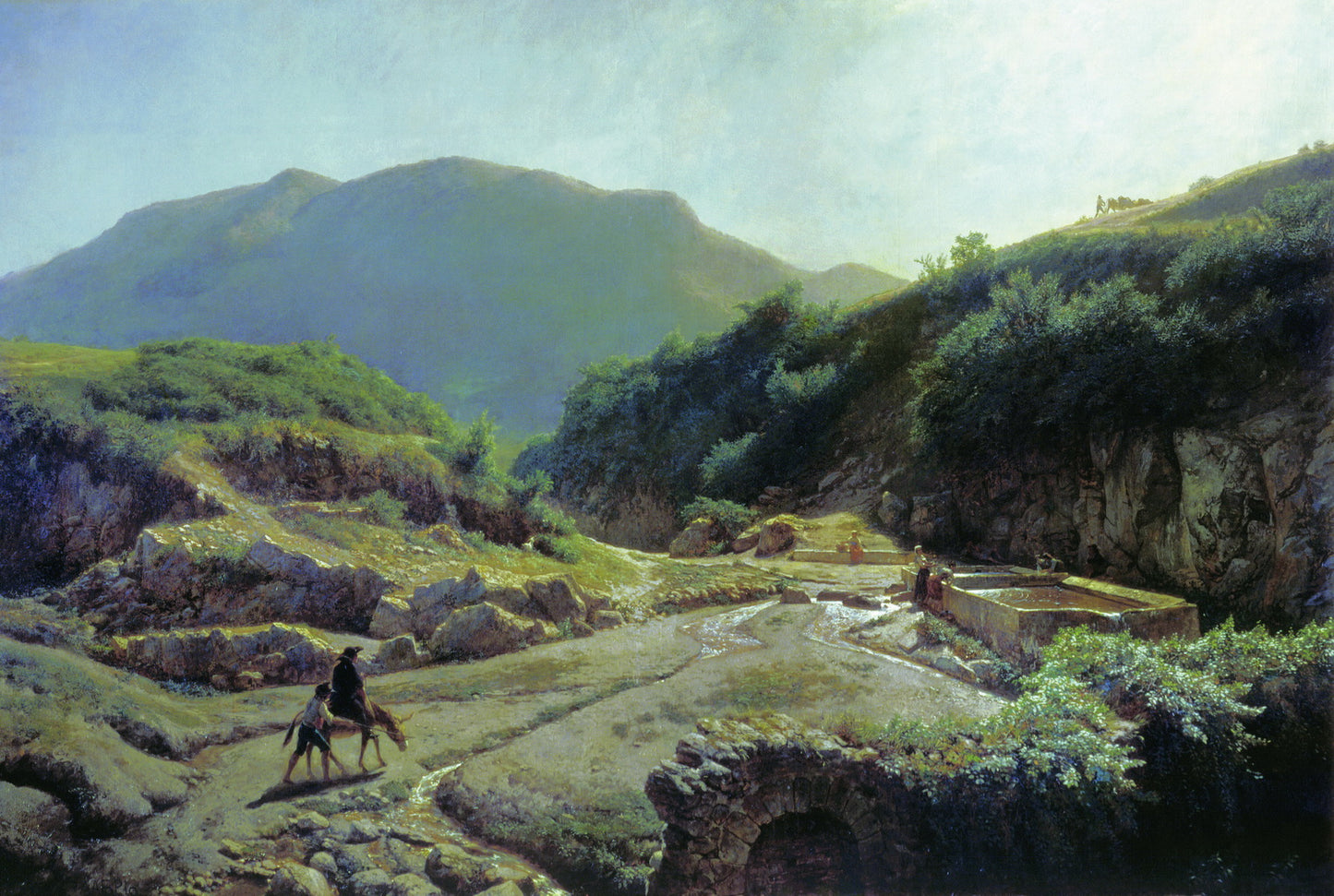 Fountain in the Outskirts of Rome, vintage artwork by Lev Lagorio, 12x8" (A4) Poster