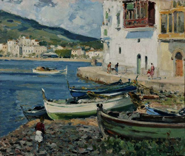 Barcas de Cadaques by Segundo Matilla Marina,A3(16x12")Poster