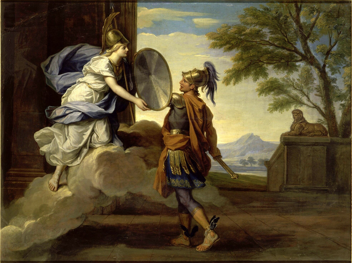 Story of Minerva - Minerva Giving her Shield to Perseus, vintage artwork by Rene-Antoine Houasse, 12x8" (A4) Poster