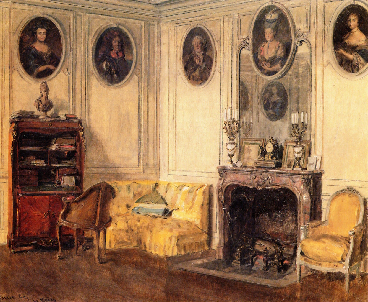 Petit Salon, Breau, vintage artwork by Walter Gay, 12x8" (A4) Poster