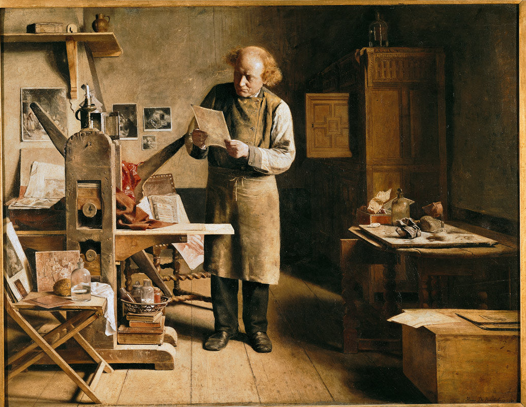 The Etcher, vintage artwork by Henri de Braekeleer, 12x8" (A4) Poster