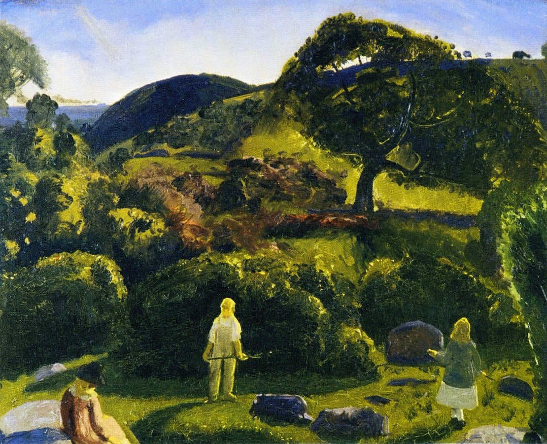 Children and Summer among the Shrubs, vintage artwork by George Wesley Bellows, 12x8" (A4) Poster