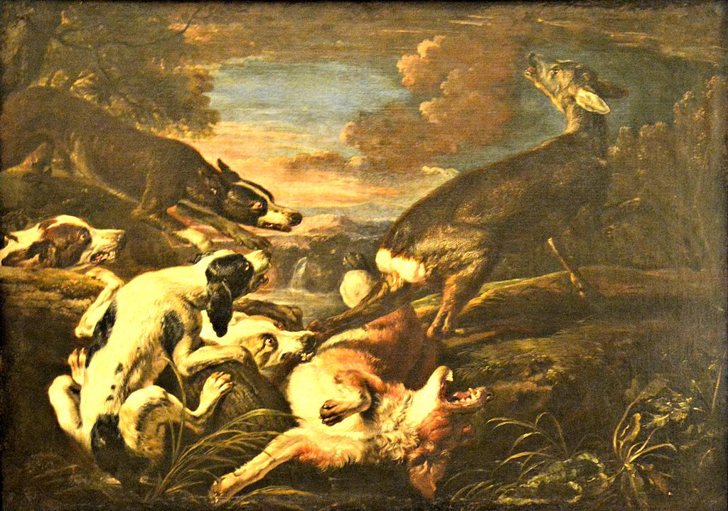 Deer Hunt, vintage artwork by David de Coninck, 12x8" (A4) Poster