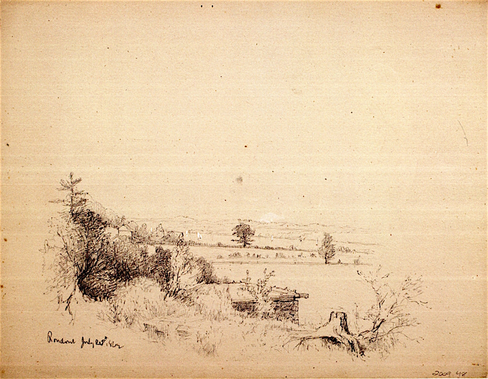 View at Rondout, New York, vintage artwork by Jervis McEntee, 12x8" (A4) Poster