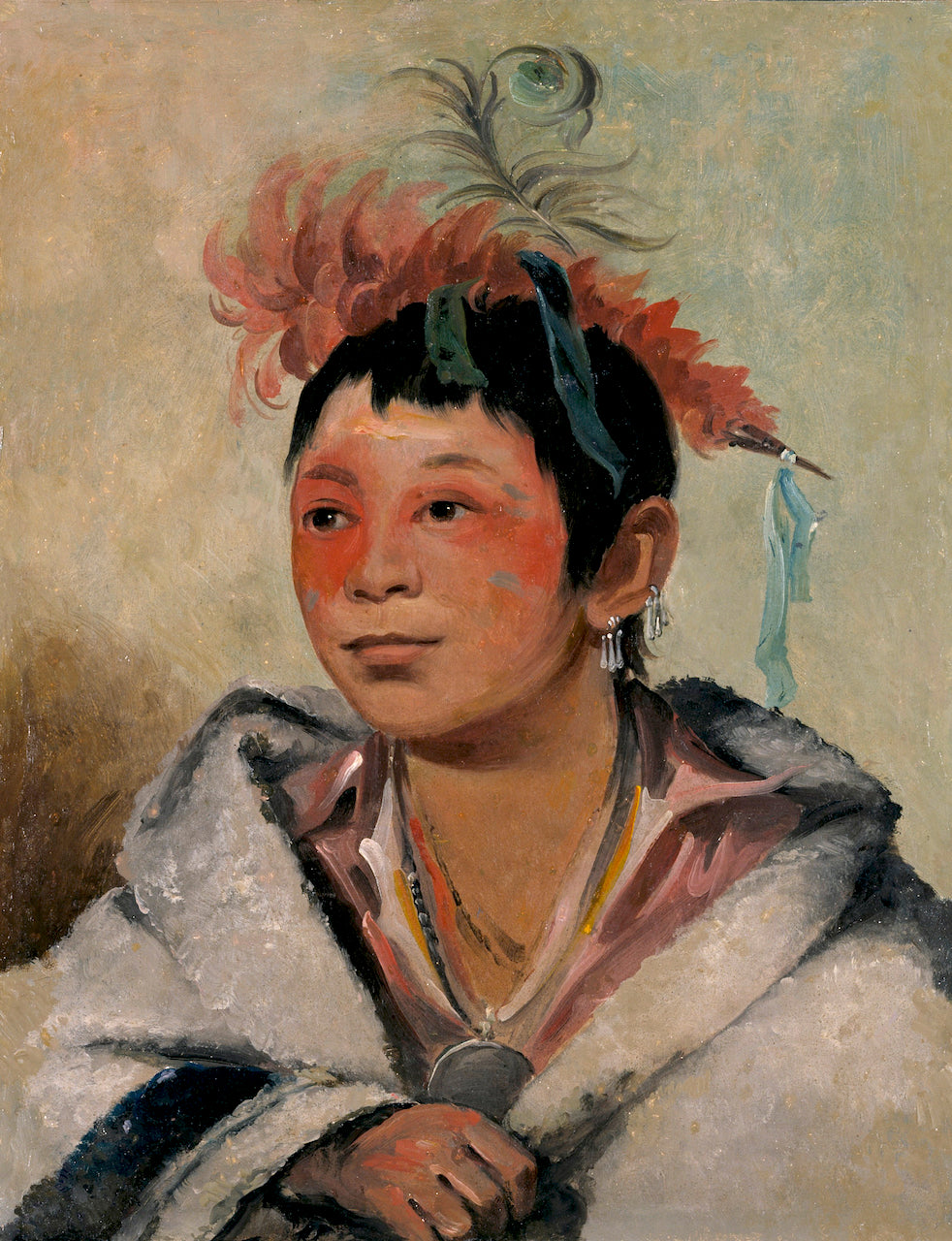 Aú-nah-kwet-to-hau-páy-o, One Sitting in the Clouds, a Boy, vintage artwork by George Catlin, A3 (16x12") Poster Print