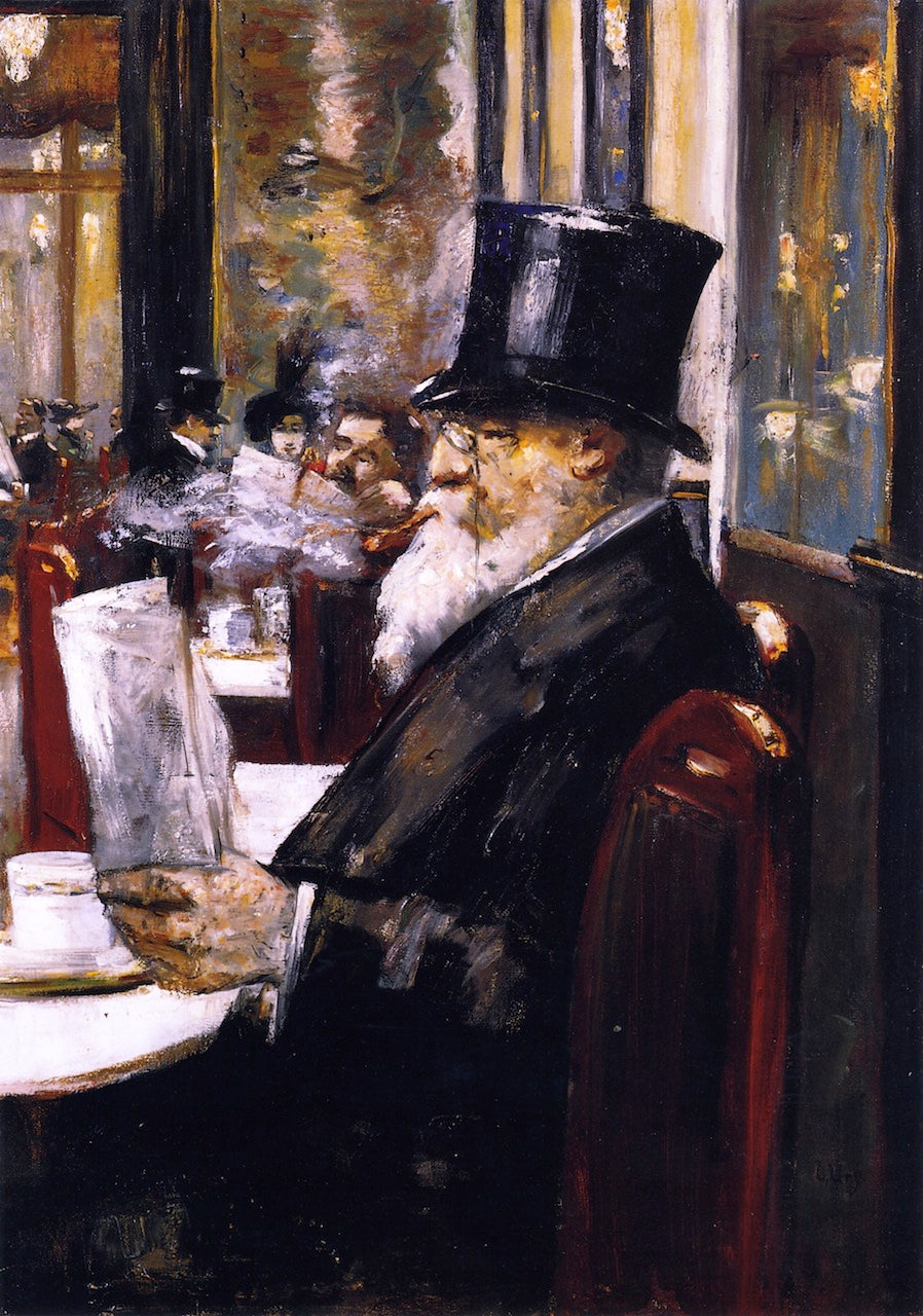 Newspaper Reader at the Cafe by Lesser Ury,A3(16x12")Poster