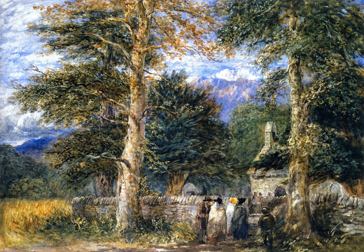 Bettws-y-Coed Church, vintage artwork by David Cox, 12x8" (A4) Poster