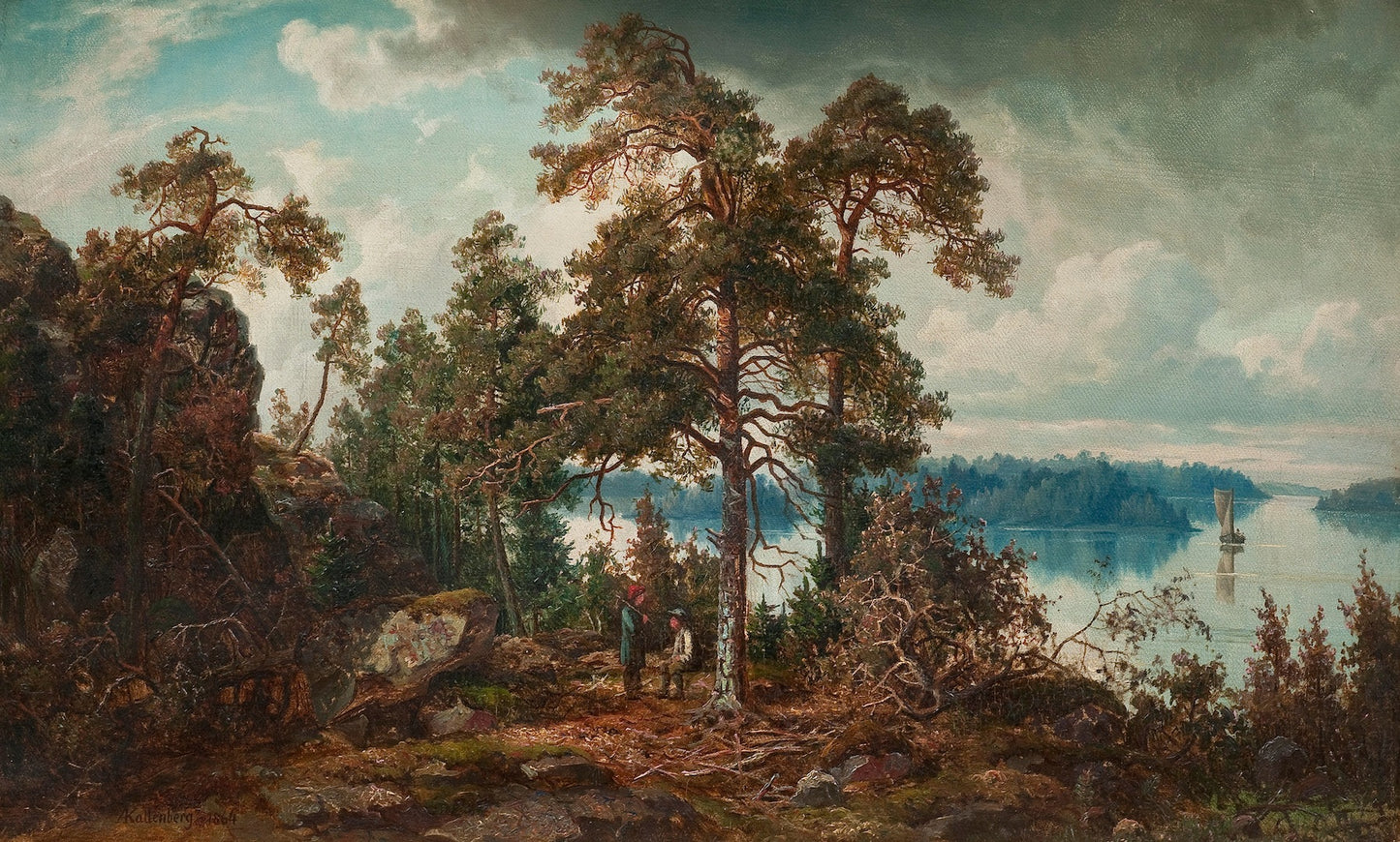 Under the Pines, vintage artwork by Anders Kallenberg, 12x8" (A4) Poster