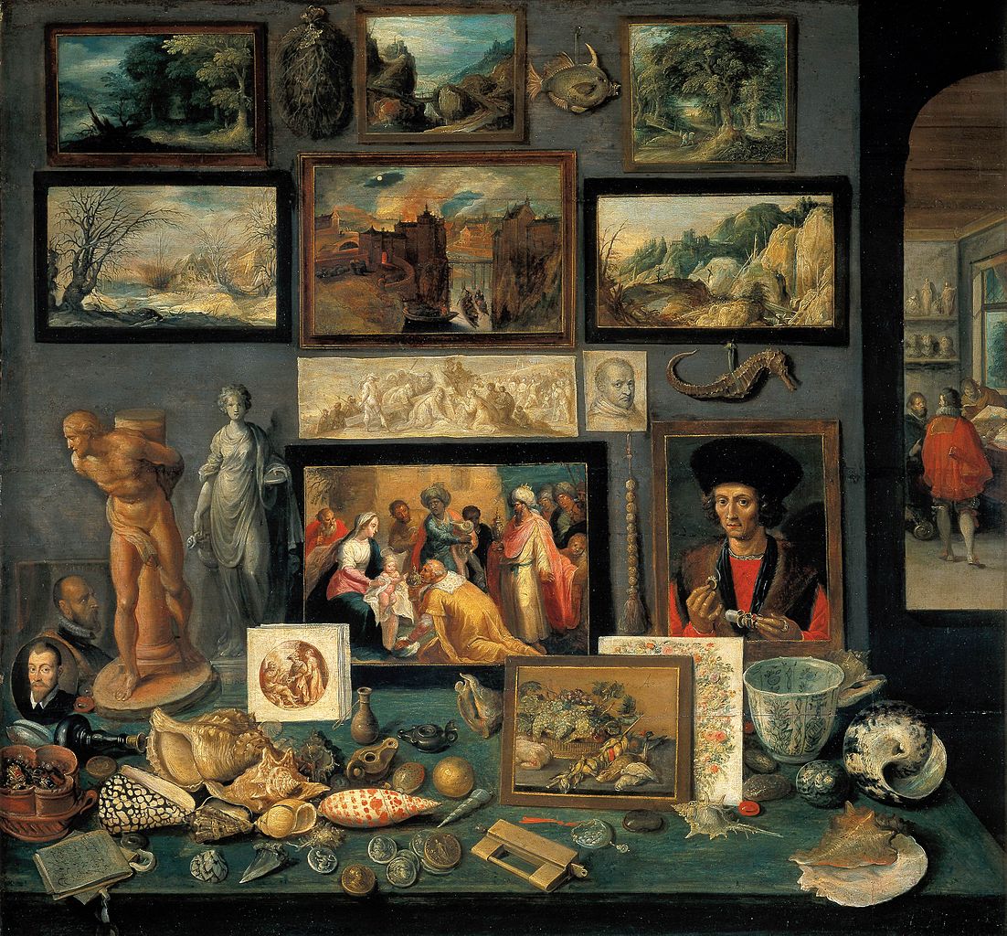Chamber of Art and Curiosities., vintage artwork by Frans Francken the Younger, 12x8" (A4) Poster
