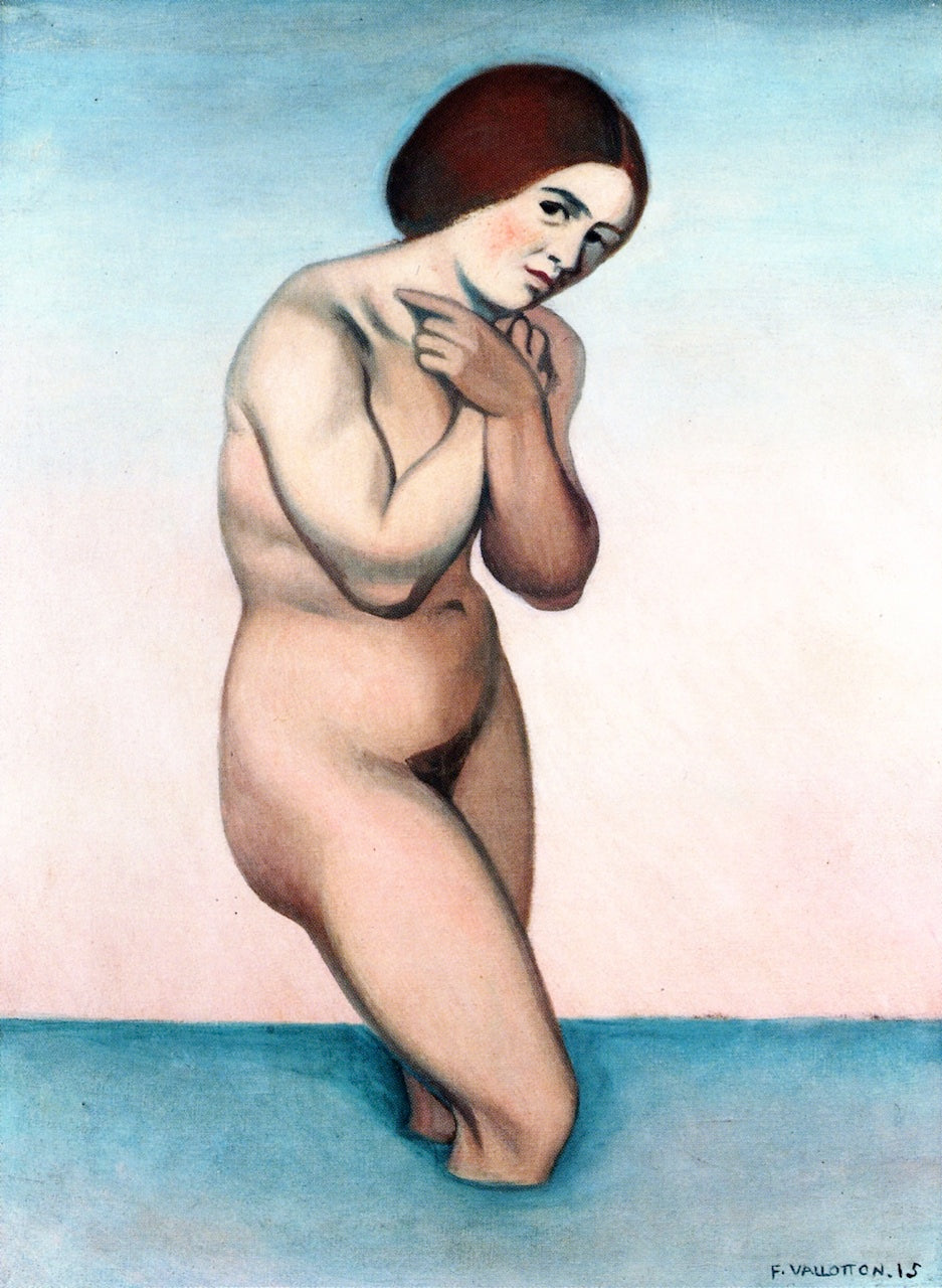 Bather Crossing Her Arms over Her Chest, vintage artwork by Felix Vallotton, 12x8" (A4) Poster