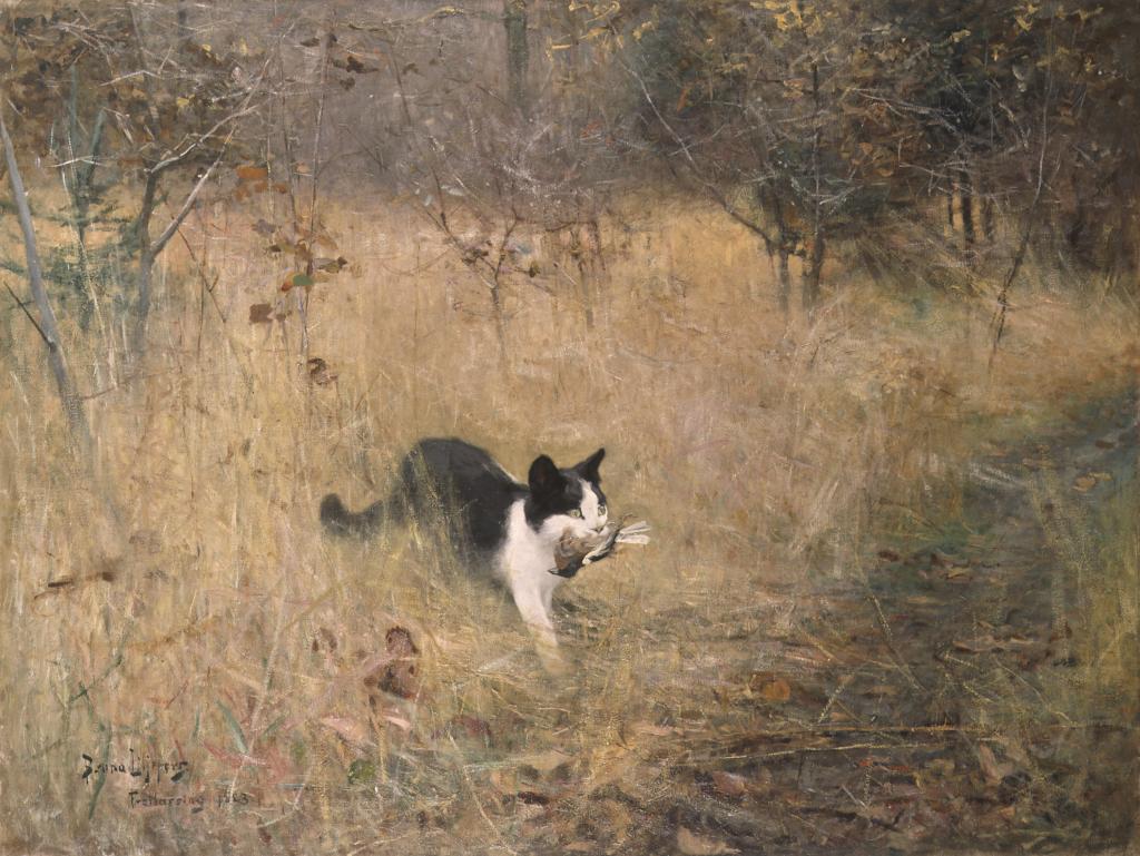 Cat Hunting Birds by Bruno Liljefors,A3(16x12")Poster