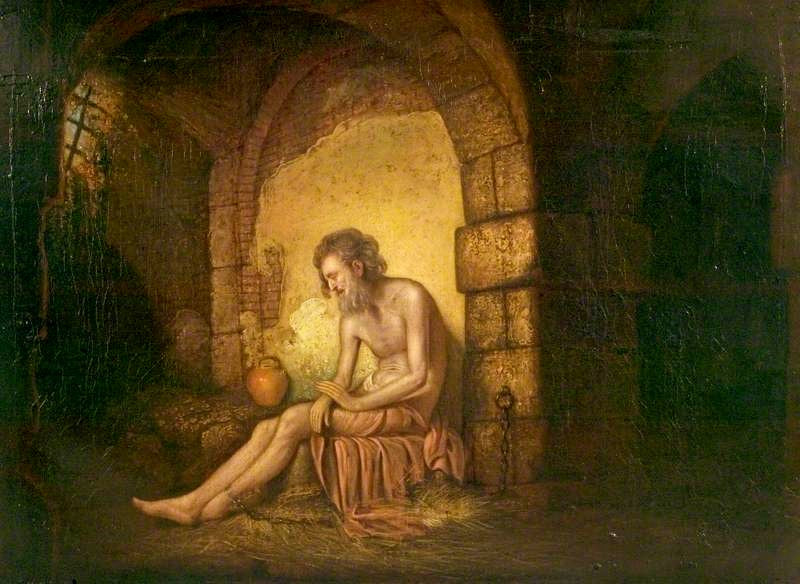 The Captive (from Laurence Sternes's 'A Sentimental Journey'), vintage artwork by Joseph Wright of Derby , 12x8" (A4) Poster