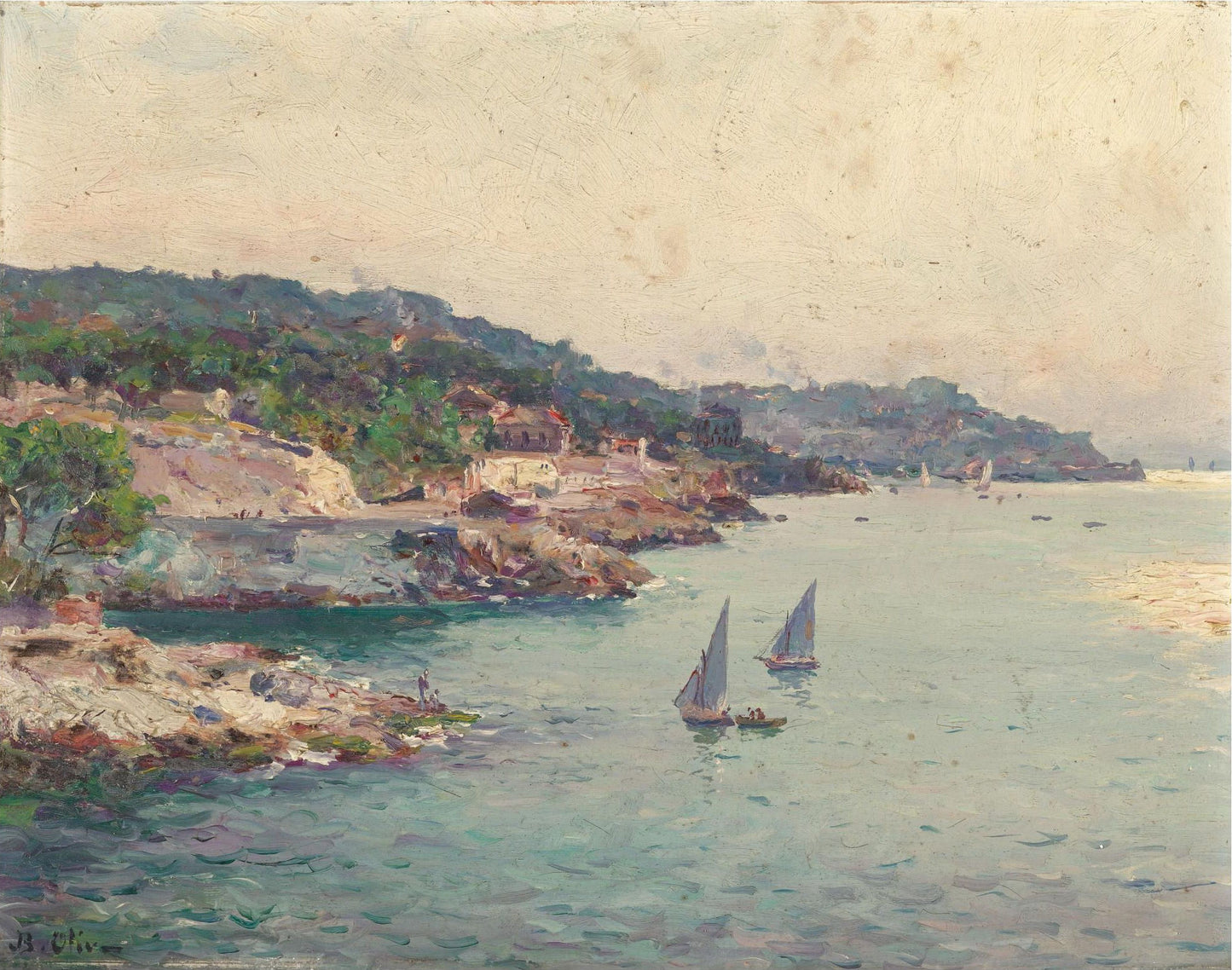 Cote d'Azur, vintage artwork by Jean-Baptiste Olive, 12x8" (A4) Poster