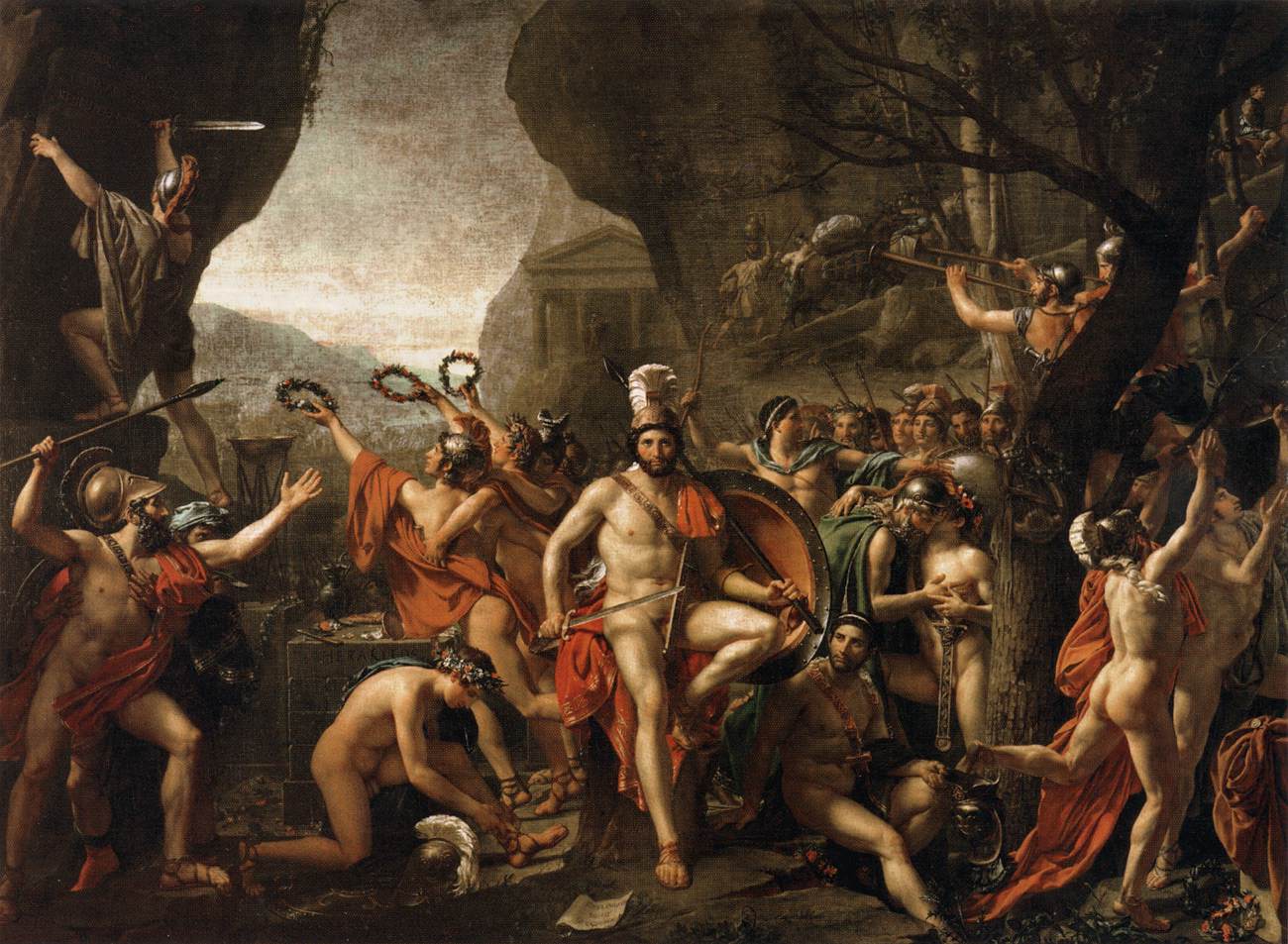 Leonidas at Thermopylae, vintage artwork by Jacques-Louis David, 12x8" (A4) Poster