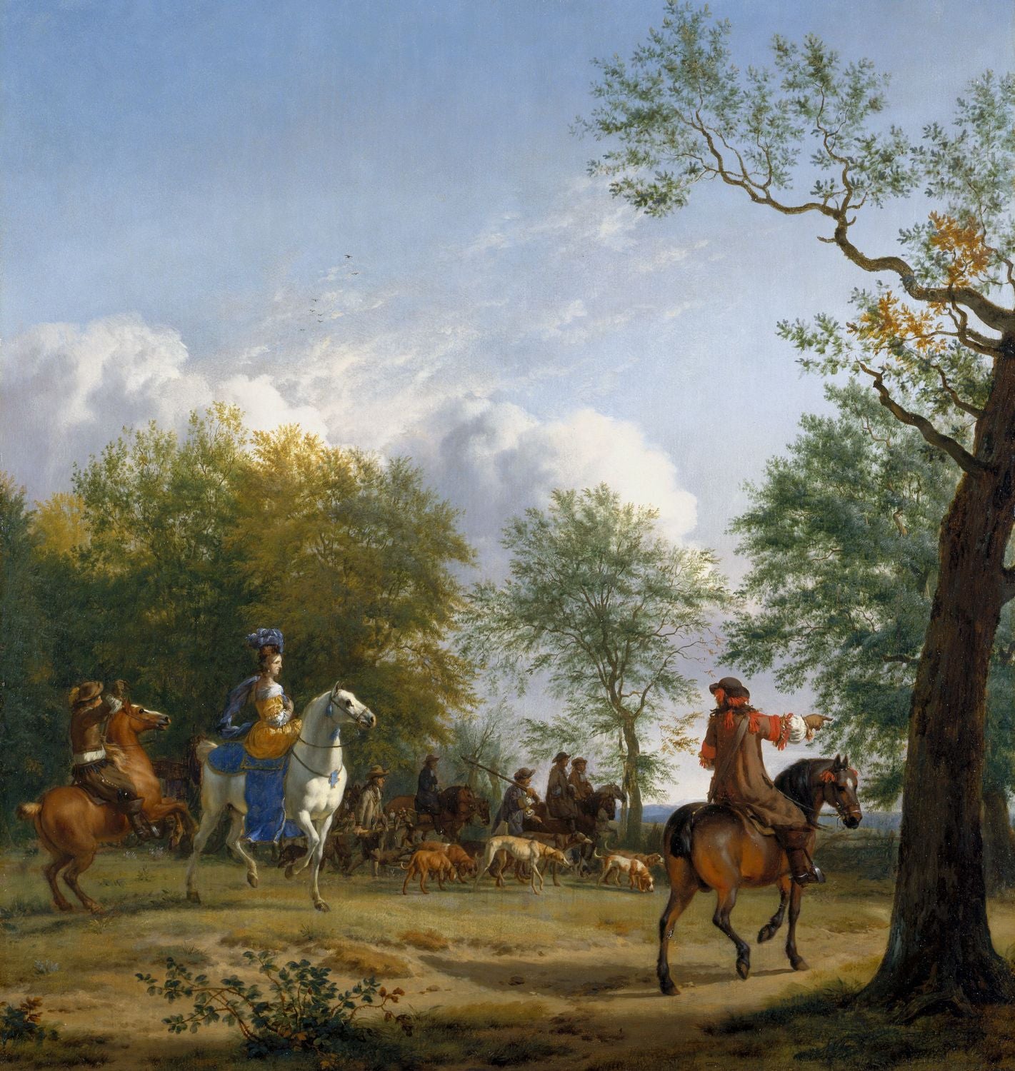 A Hawking Party Setting Out, vintage artwork by Adriaen van de Velde, 12x8" (A4) Poster