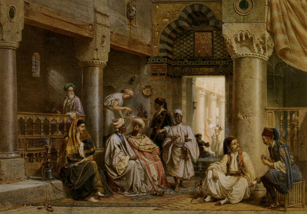 In the Coffeehouse, vintage artwork by Carl Friedrich Heinrich Werner, A3 (16x12") Poster Print