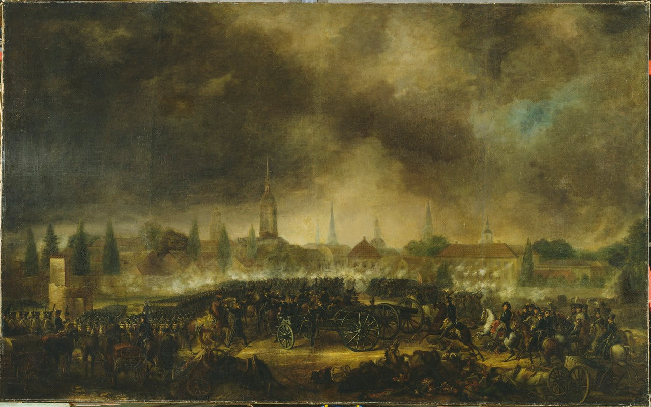 The Storming of Leipzig, vintage artwork by Per Krafft the Younger, 12x8" (A4) Poster