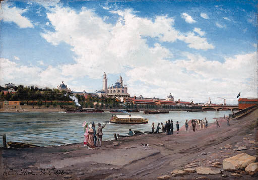 Ancien Palais du Trocadero, vintage artwork by Auguste-Emile Flick, 12x8" (A4) Poster