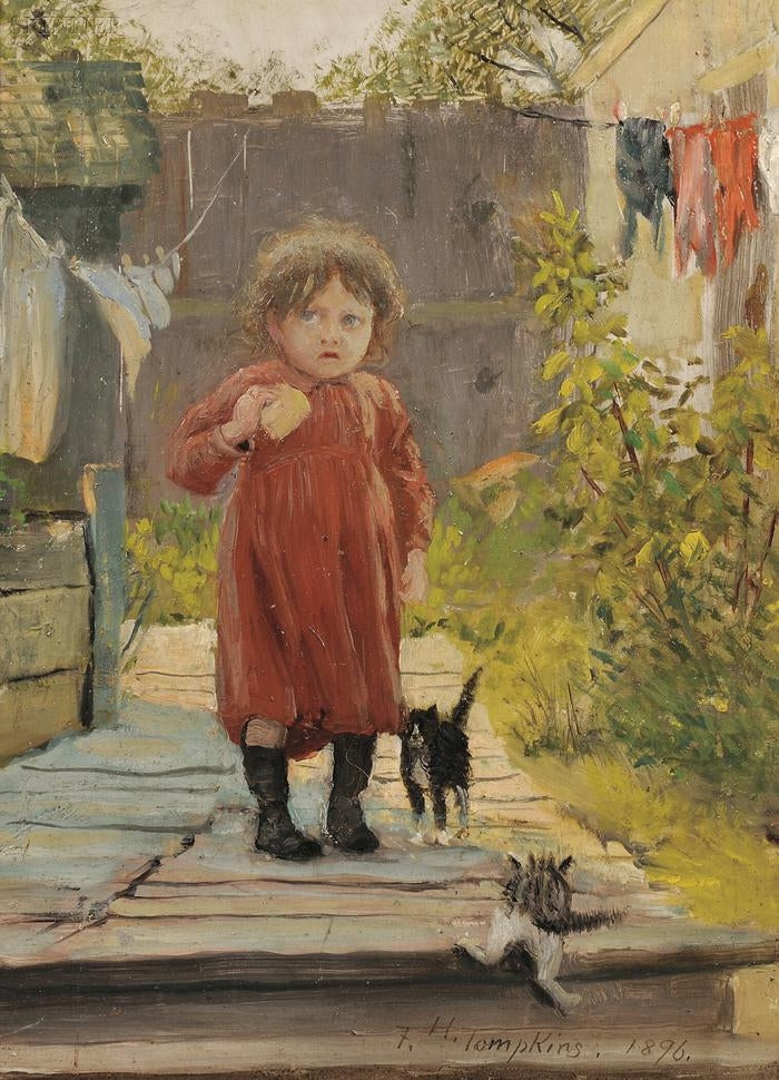 In the Alley, vintage artwork by Frank Hector Tompkins, 12x8" (A4) Poster
