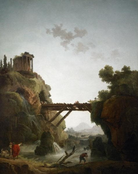 Fantastic View of Tivoli, vintage artwork by Hubert Robert, 12x8" (A4) Poster