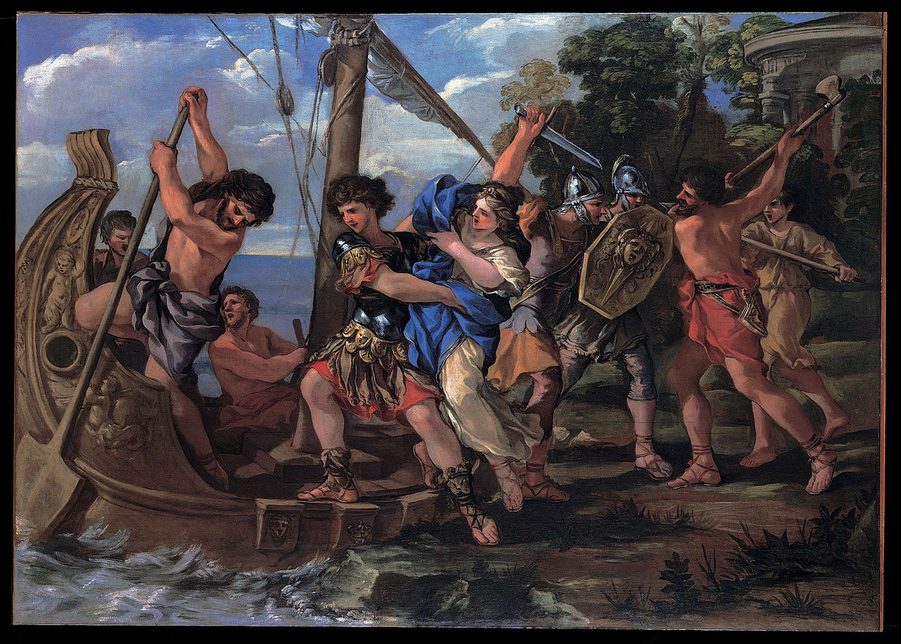 The Kidnapping of Helen, vintage artwork by Giovanni Francesco Romanelli, 12x8" (A4) Poster