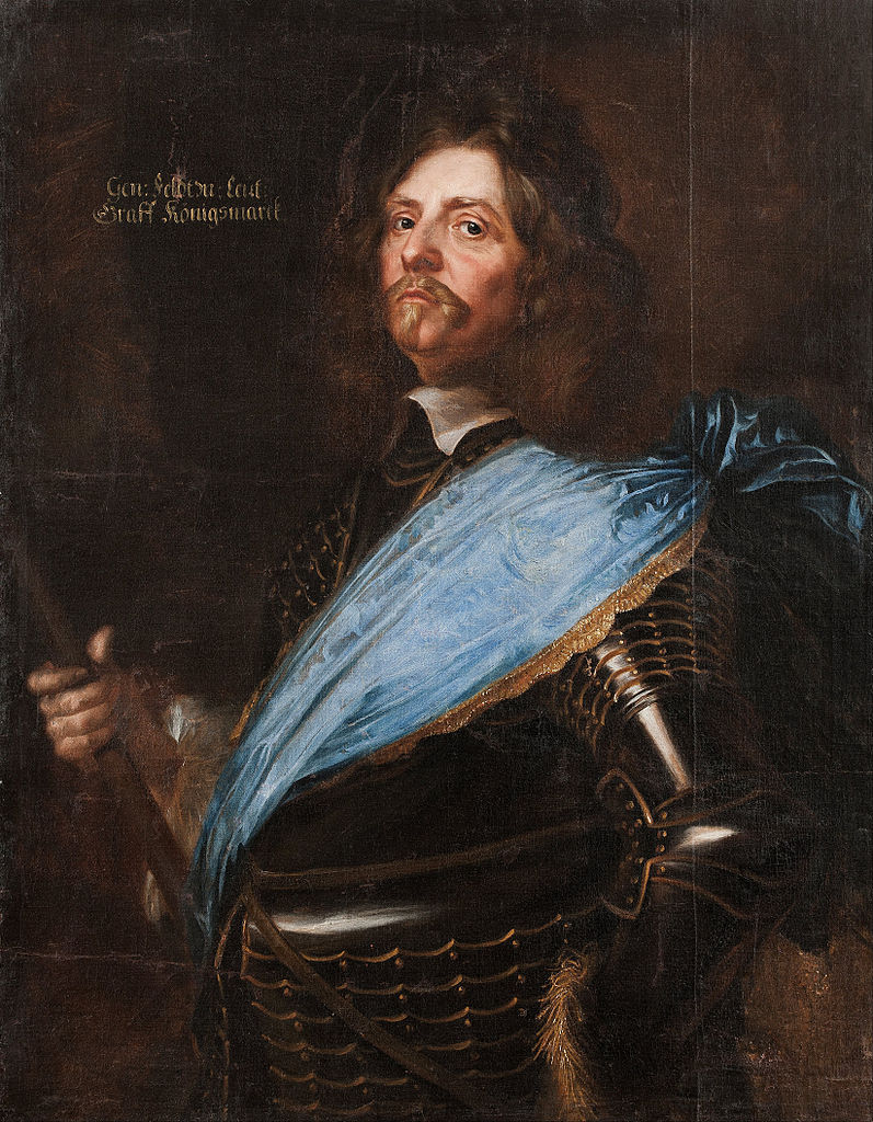 Hans Christoffer von Königsmarck, vintage artwork by Matthaus Merian the Younger, 12x8" (A4) Poster
