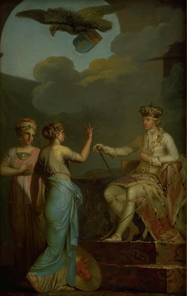 Christian VII Uniting the Ducal with the Royal Part of Holstein in 1767, vintage artwork by Nicolai Abraham Abildgaard, 12x8" (A4) Poster