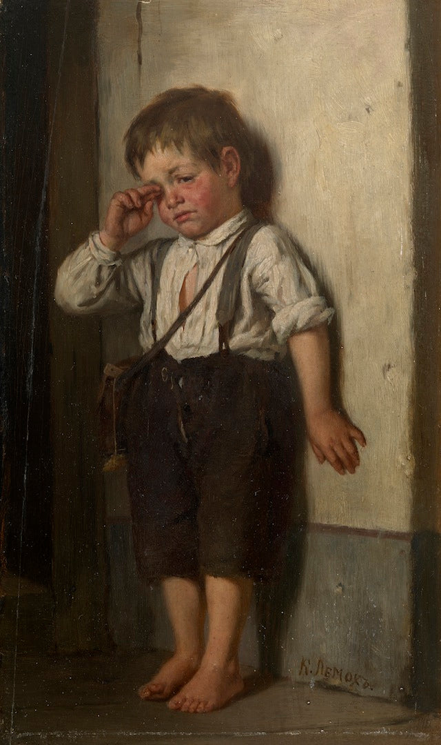 A Wretched Boy, vintage artwork by Karl Lemokh, 12x8" (A4) Poster