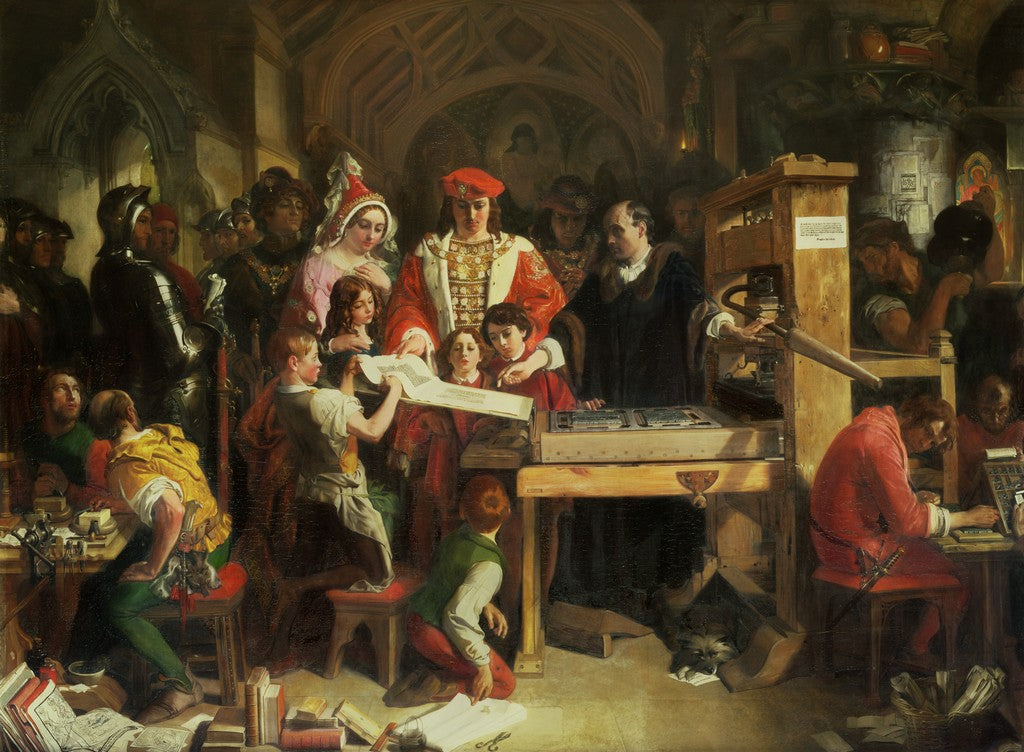 Caxton's Printing Press, vintage artwork by Daniel Maclise, R.A., A3 (16x12") Poster Print