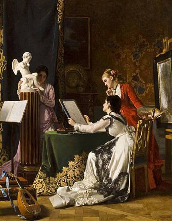 The Drawing Lesson, vintage artwork by Charles Baugniet, A3 (16x12") Poster Print