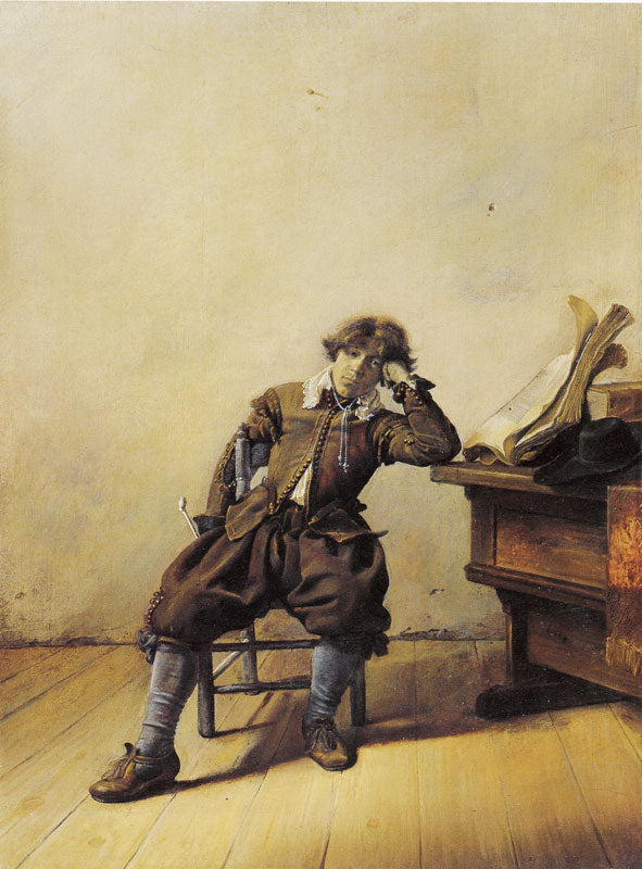 Man near a Table, vintage artwork by Attributed to Pieter Codde, 12x8" (A4) Poster