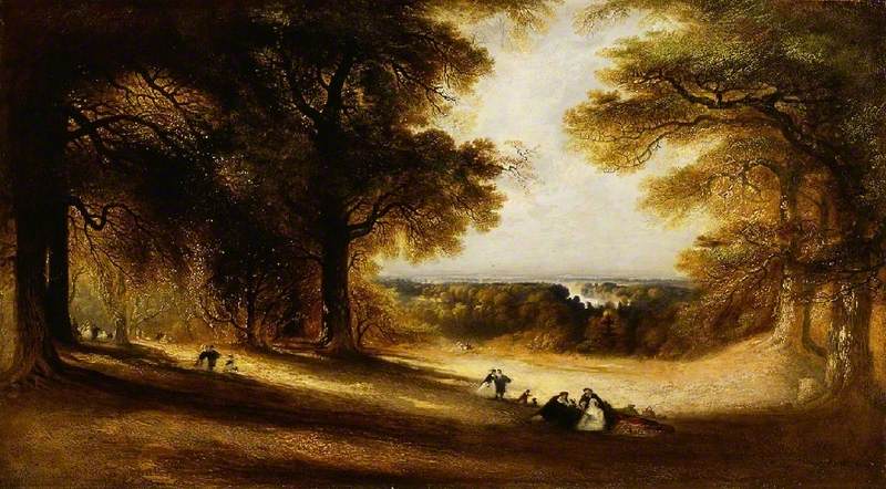 Landscape: View in Richmond Park, vintage artwork by John Martin, 12x8" (A4) Poster