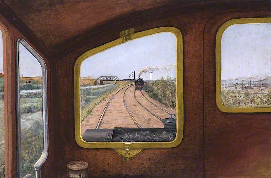 View through the Front Window of a Steam Locomotive, vintage artwork by Herbert William Garratt, 12x8" (A4) Poster