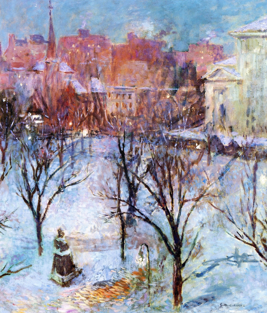 Bryant Park (Twilight), vintage artwork by Gari Melchers, 12x8" (A4) Poster