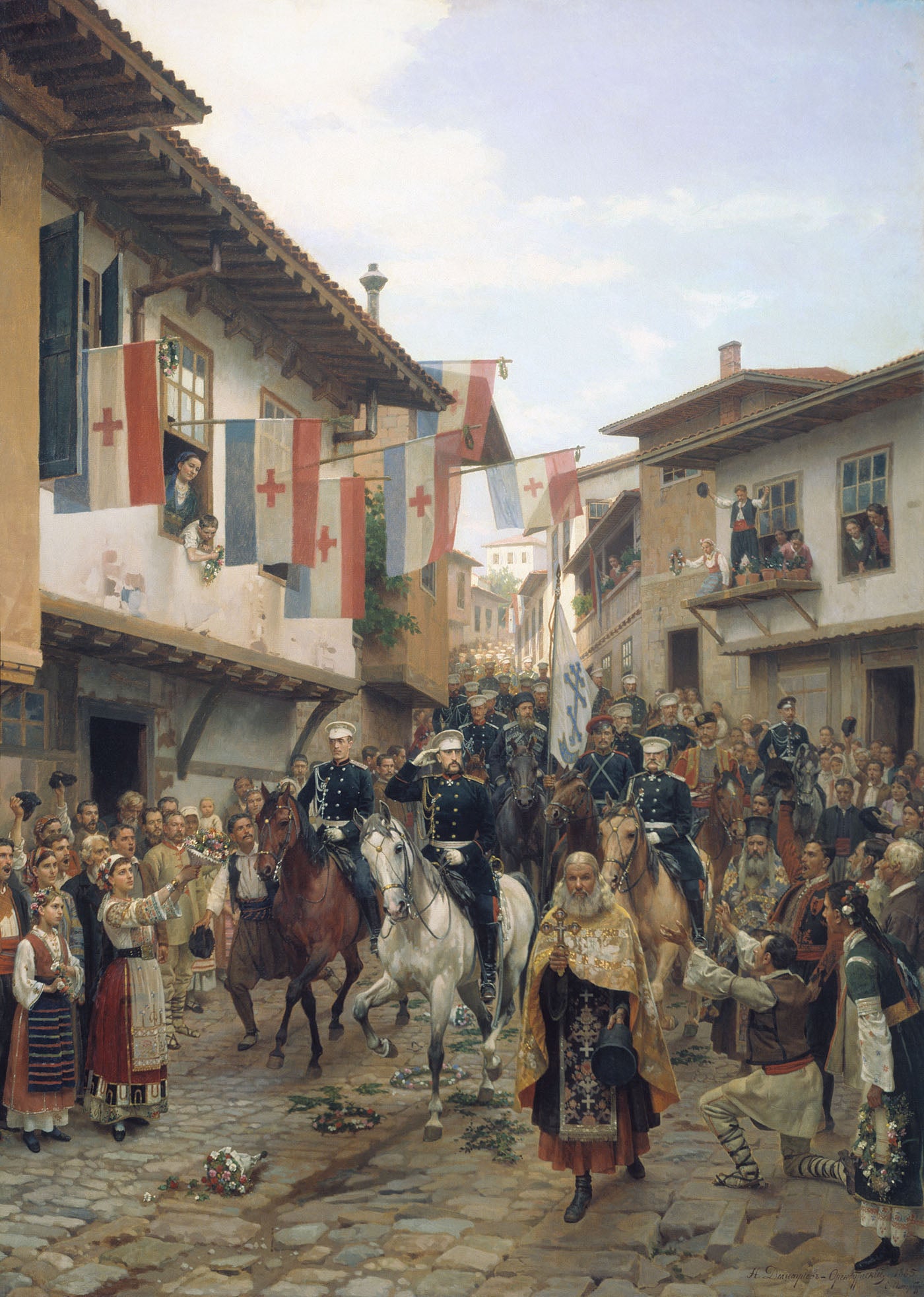 The Entry of Grand Duke Nicholas to Tarnovo, vintage artwork by Nikolai Dmitriev-Orenburgsky, 12x8" (A4) Poster