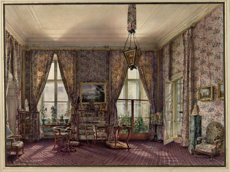Interieur im Palais Harrach auf der Freyung in Wien, vintage artwork by Rudolf von Alt, A3 (16x12") Poster Print