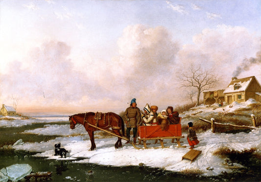 Hebitant Sleigh, View near the Canada Line, vintage artwork by Cornelius Krieghoff, A3 (16x12") Poster Print