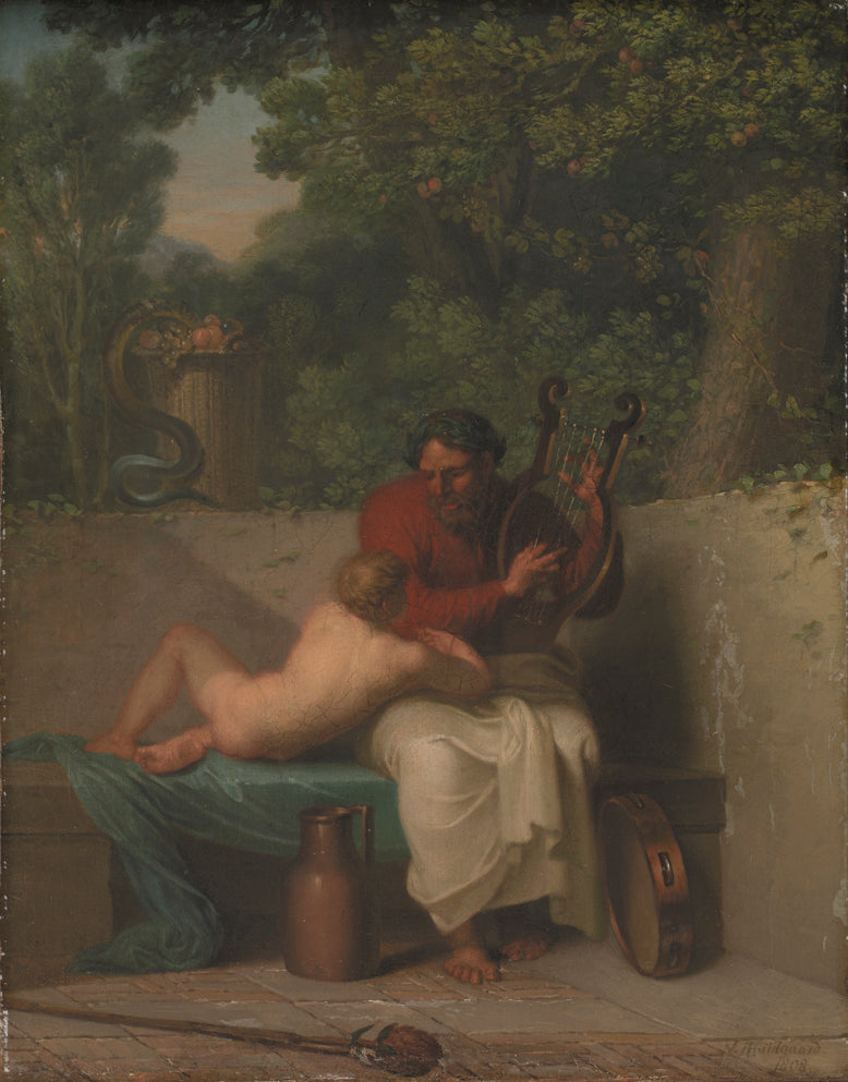 The Greek Poet Anacreon and Bathyll, vintage artwork by Nicolai Abraham Abildgaard, 12x8" (A4) Poster
