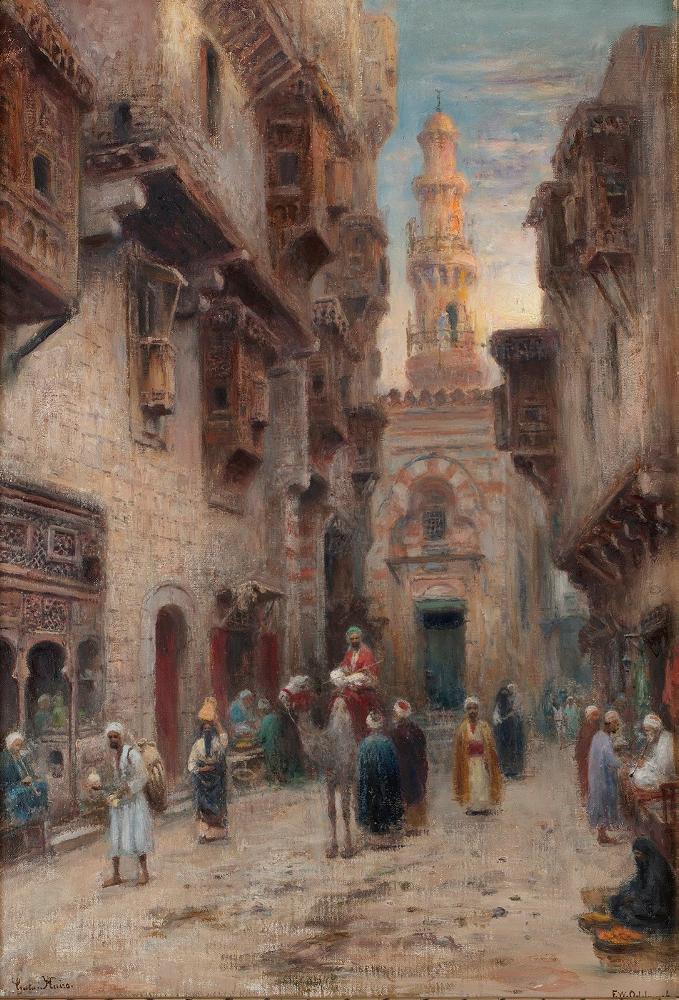 Street in Cairo (Gata i Kairo), vintage artwork by Frans Wilhelm Odelmark, 12x8" (A4) Poster