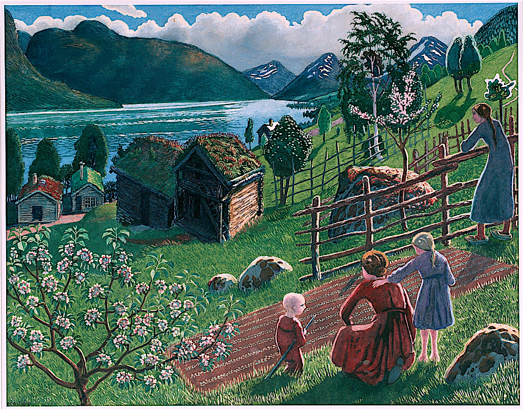 Growing Weather in Sandalstrand, vintage artwork by Nicolai Astrup, 12x8" (A4) Poster