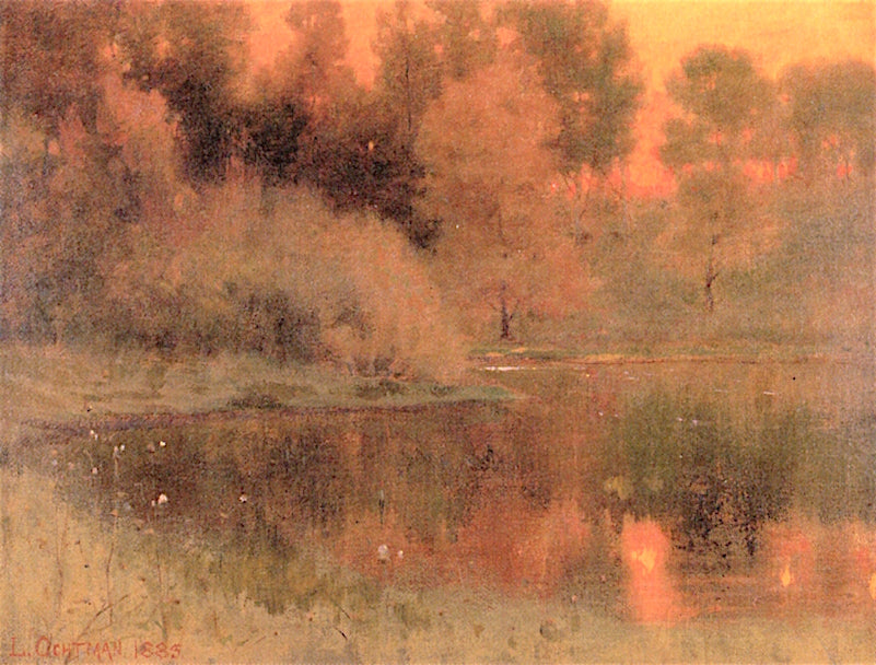 A Red Sunset, vintage artwork by Leonard Ochtman, 12x8" (A4) Poster