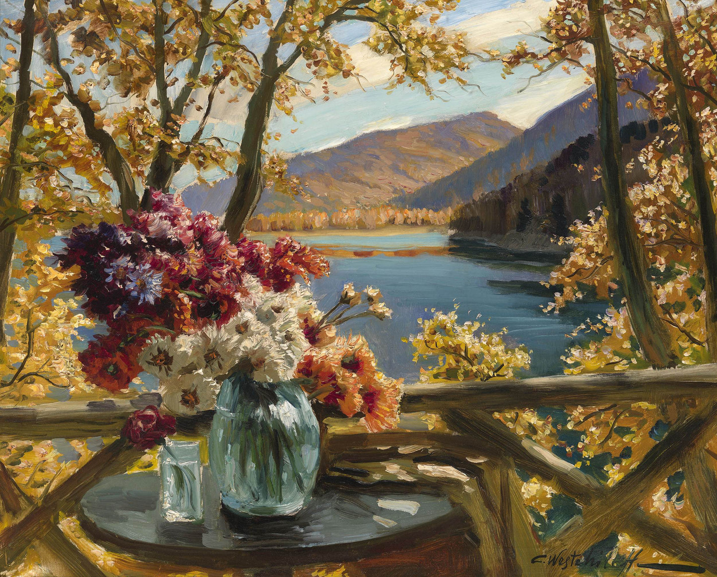Still Life on a Terrace by Konstantin Westchilov,16x12(A3) Poster