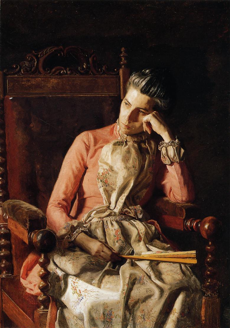 Portrait of Amelia C Van Buren, vintage artwork by Thomas Eakins, 12x8" (A4) Poster