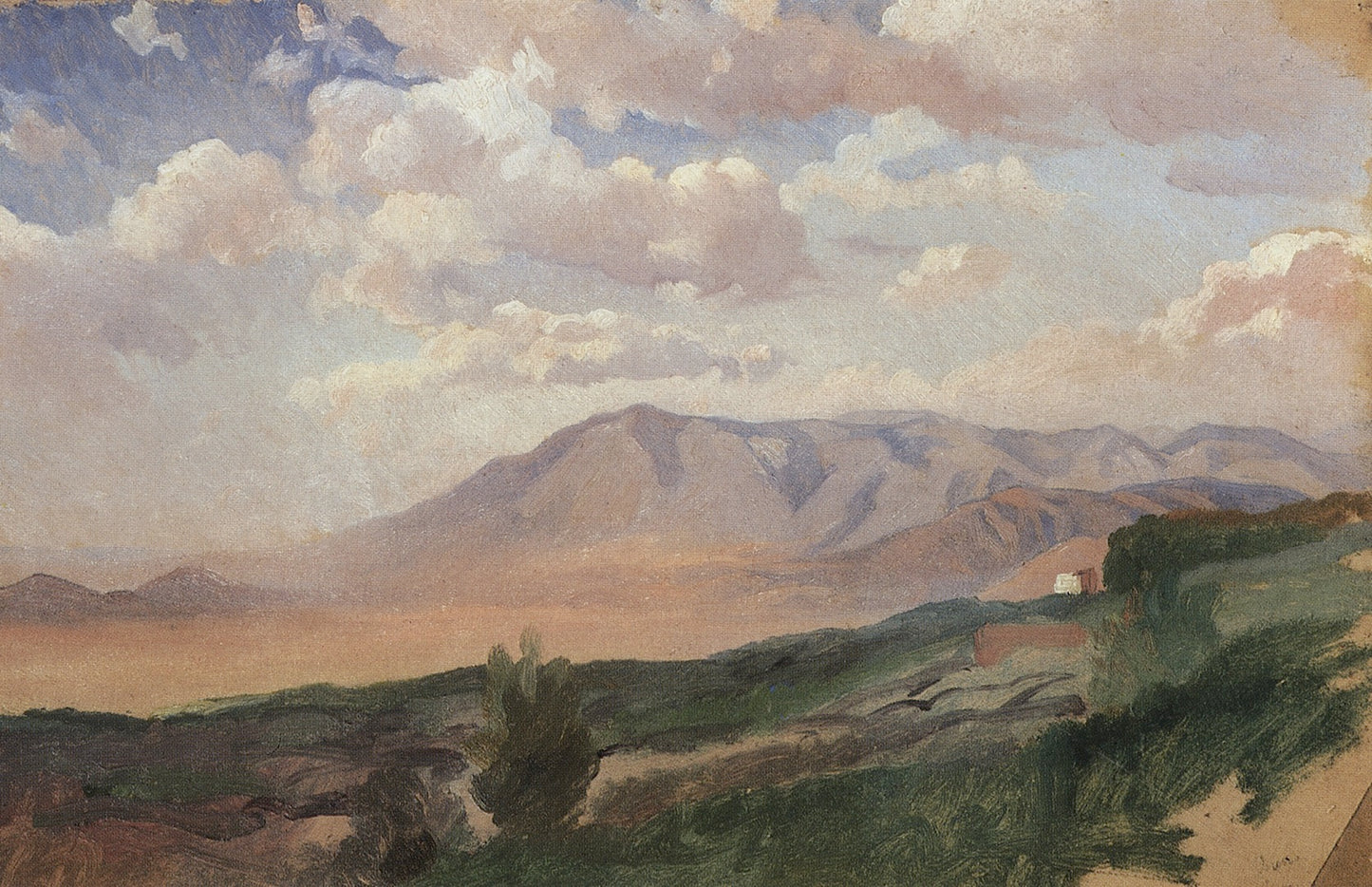 Mountains in Vico, vintage artwork by Nikolai Nikolaevich Ge, 12x8" (A4) Poster