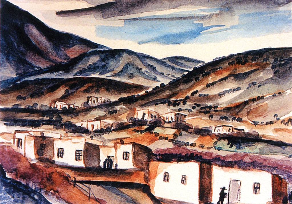 Adobe Landscape, vintage artwork by Frank Applegate, 12x8" (A4) Poster