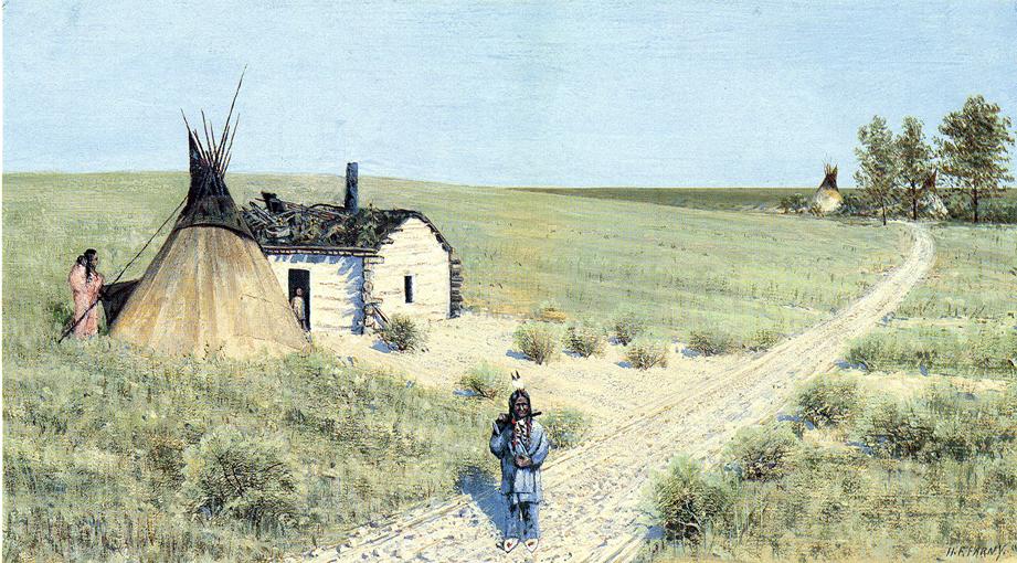 Fort Totten Trail, vintage artwork by Henry F. Farny, 12x8" (A4) Poster