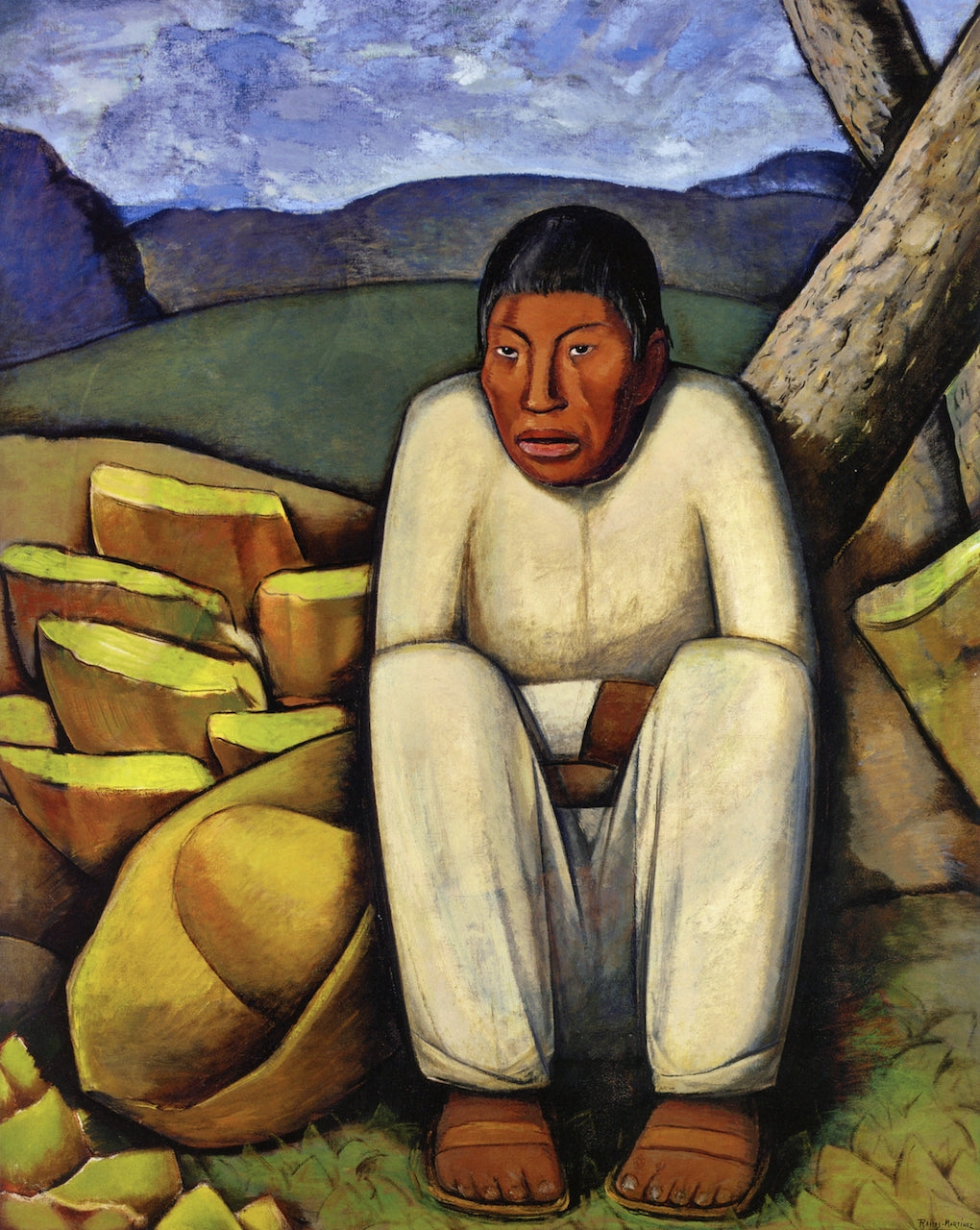 El Indio Solitario, vintage artwork by Alfredo Ramos Martinez, 12x8" (A4) Poster