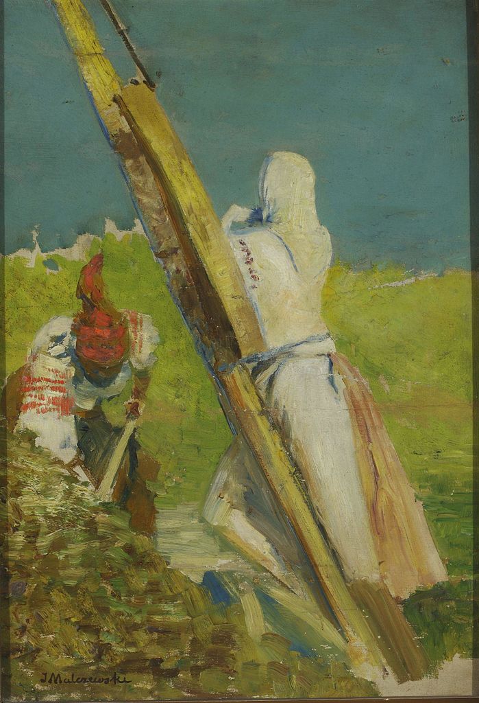 At the crane, vintage artwork by Jacek Malczewski, 12x8" (A4) Poster